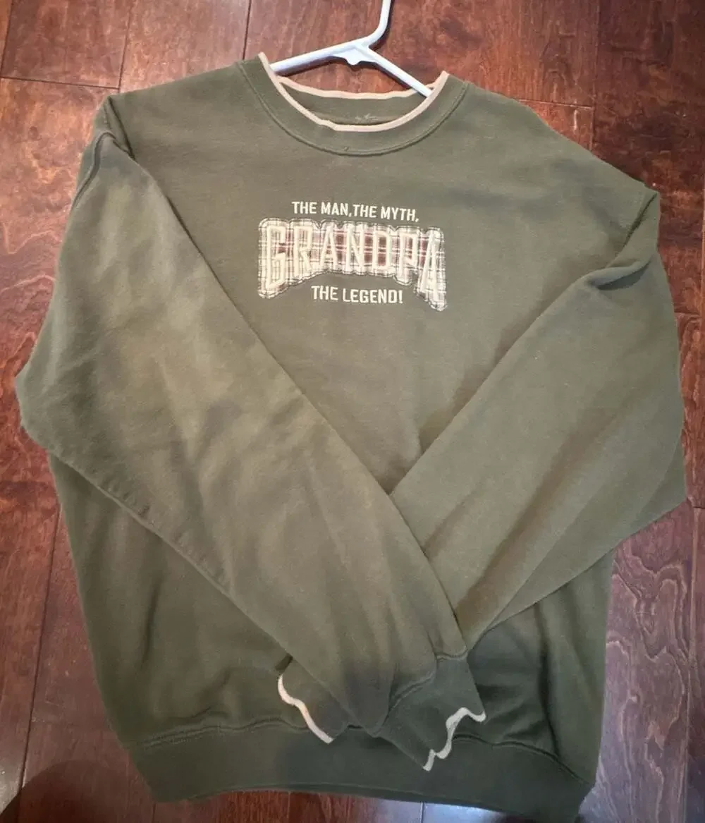 MC Sport Grandpa The Man The Myth The Legend Sweatshirt - Green Crewneck - Size